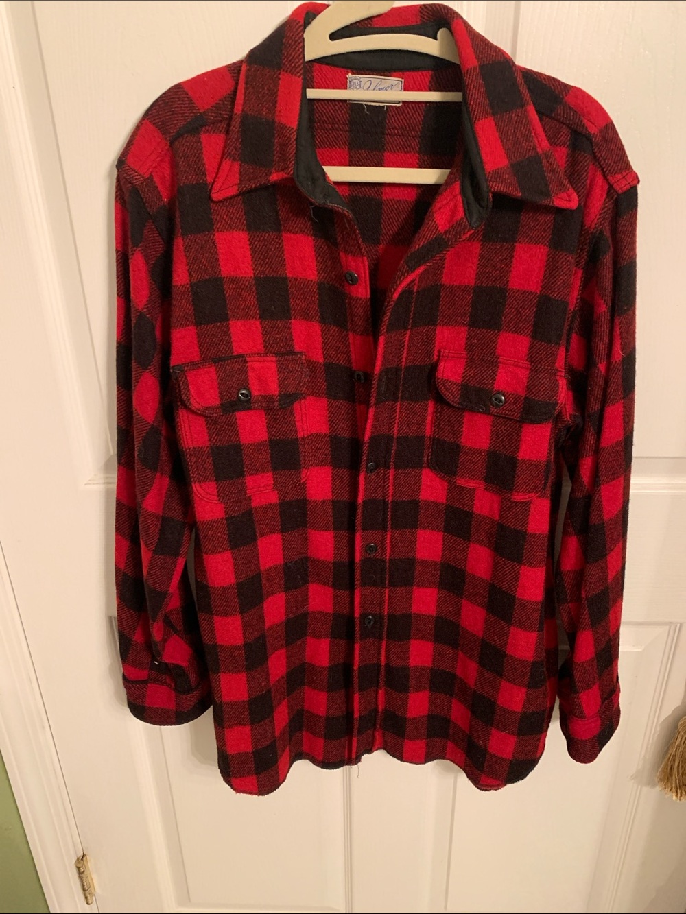 Wool buffalo plaid shirt